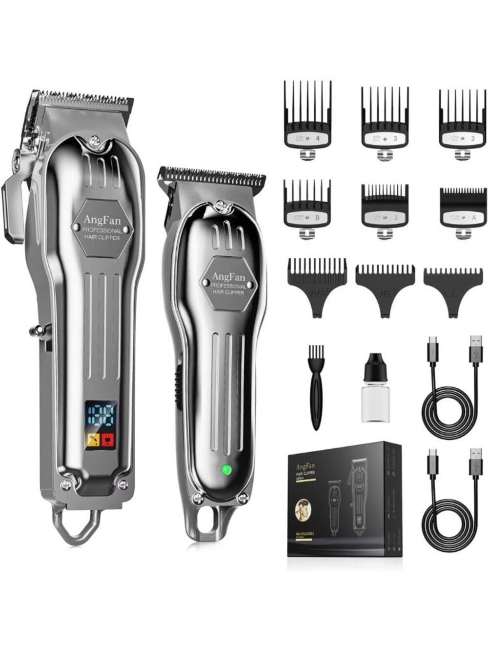 Cordless Hair Clippers & Trimmer Set for Men - Professional Grooming Kit